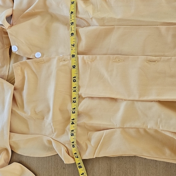 NWT Retro Stage Yellow Flutter Sleeve Princess Seam Button Down Bow Blouse Sz M - Picture 11 of 12